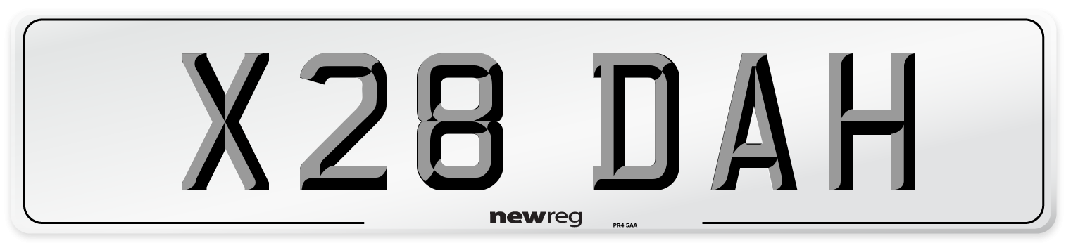 X28 DAH Number Plate from New Reg